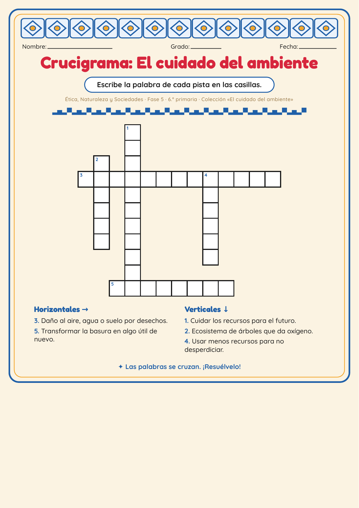 Ficha ilustrada: Crucigrama