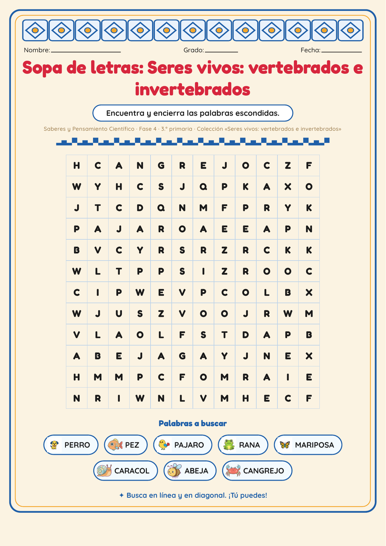 Ficha ilustrada: Sopa de letras