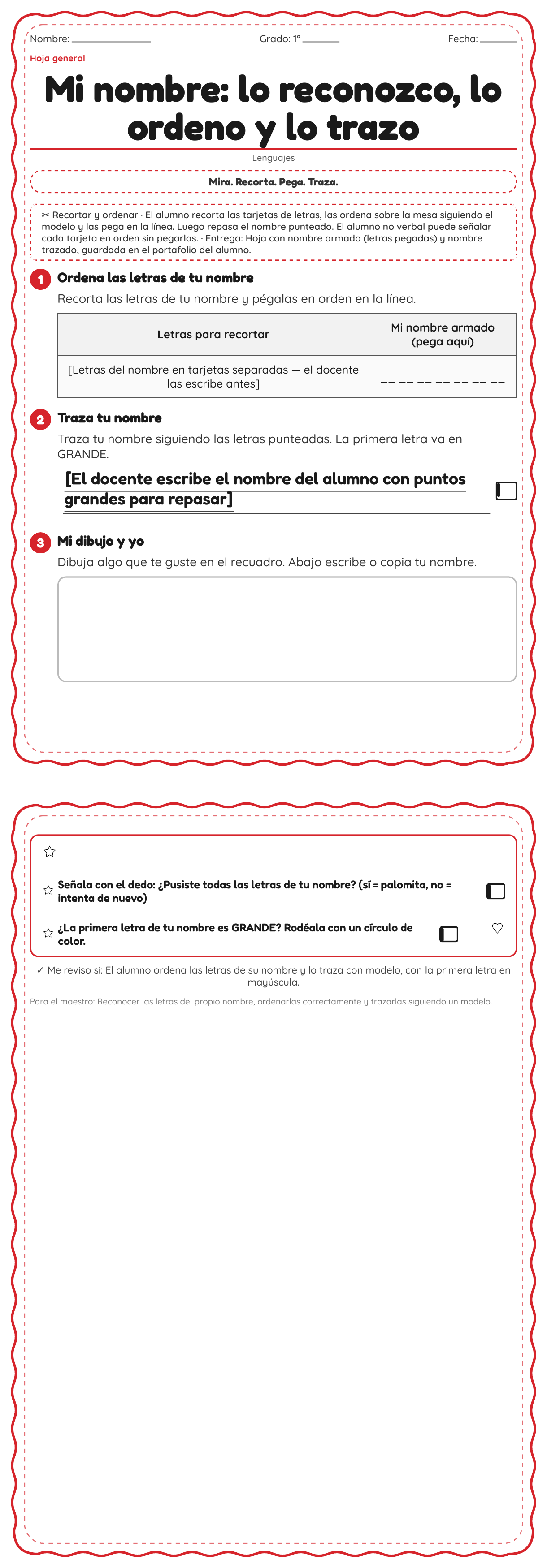 Mi nombre: lo reconozco, lo ordeno y lo trazo