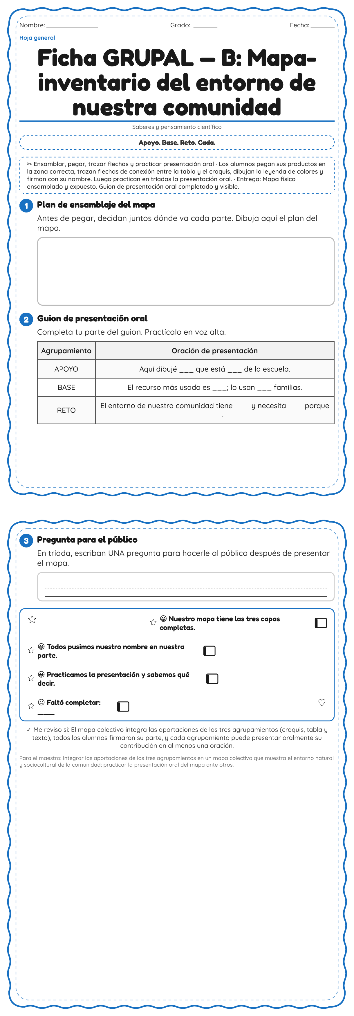 Ficha GRUPAL — B: Mapa-inventario del entorno de nuestra comunidad